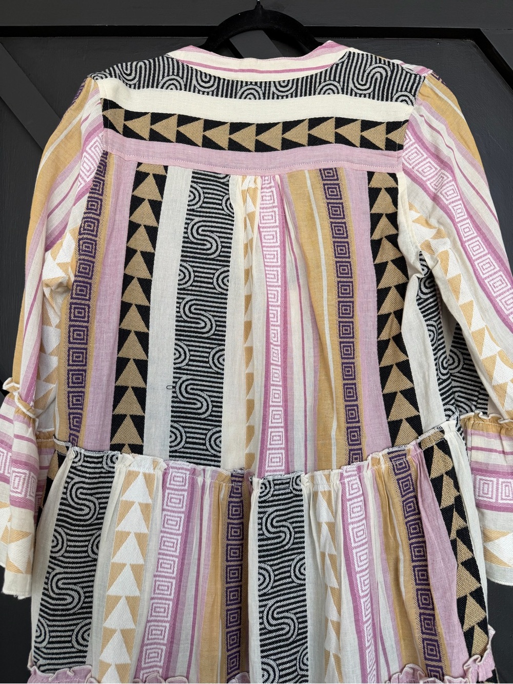 Elan Charli Dress in Tan/Purple Tribal Print, Size Medium - Picture 10 of 12